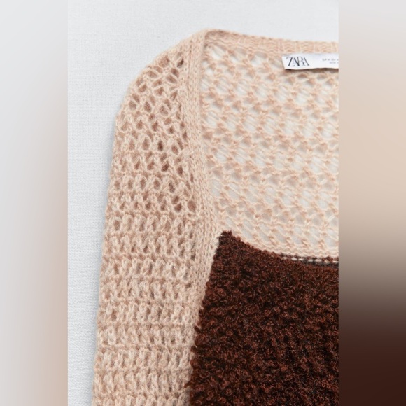 Zara NWOT Knit Crochet Long Sleeves Crop Top - Picture 3 of 9